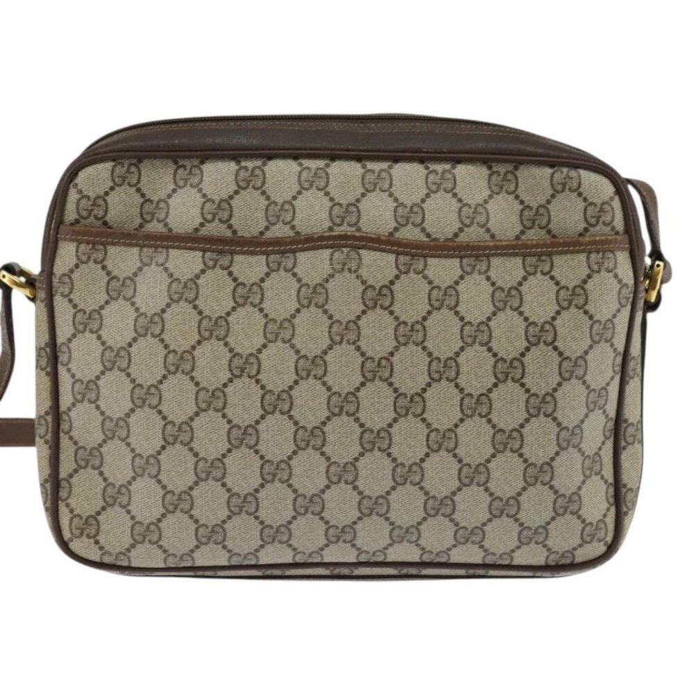 GUCCI GG Supreme Web Sherry Line Shoulder Bag PVC Beige Red Auth - Picture 3 of 15